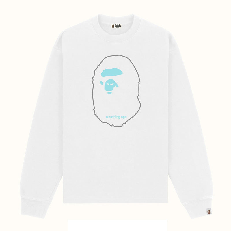 Bape Multi‑Ape‑Head Graphic Oversized Long Sleeve Tee Streetwear