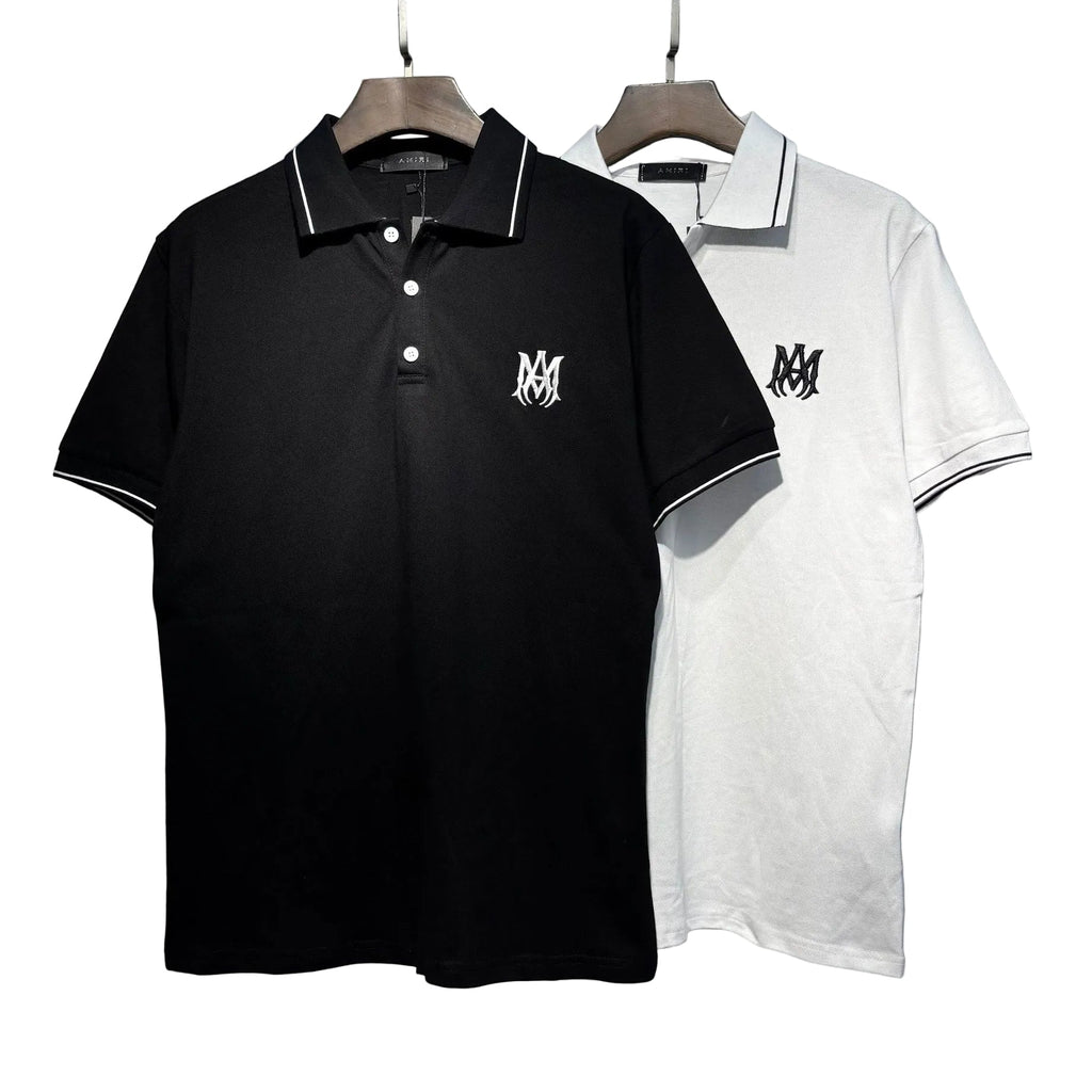 Amiri Embroidered Letter Loose Short Sleeve Polo Shirt Unisex