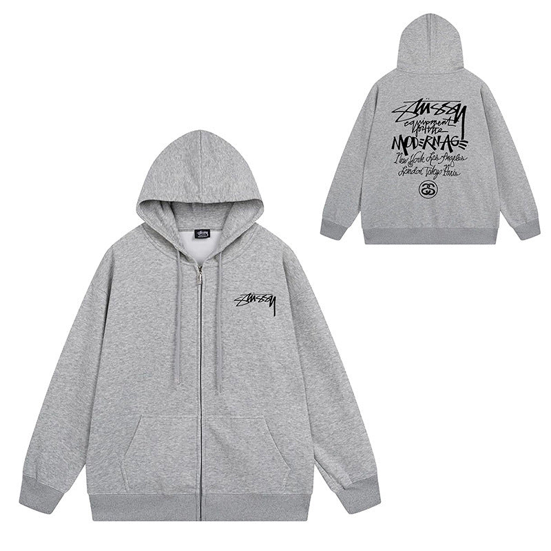 Stussy Hoodie Zip Cardigan Hooded Sweater
