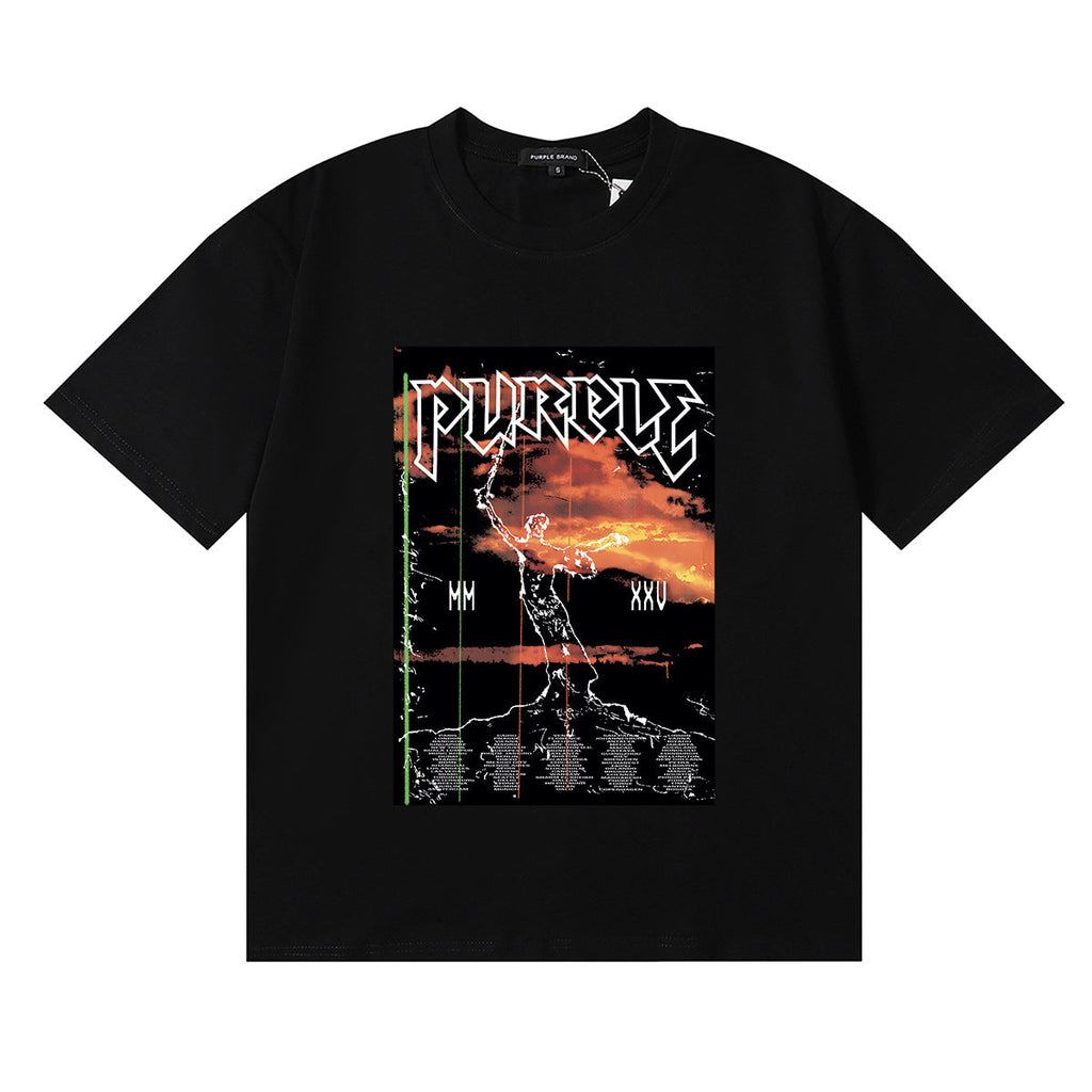 Purple Brand Graphic Tee Loose Unisex Vintage Streetwear T-Shirt
