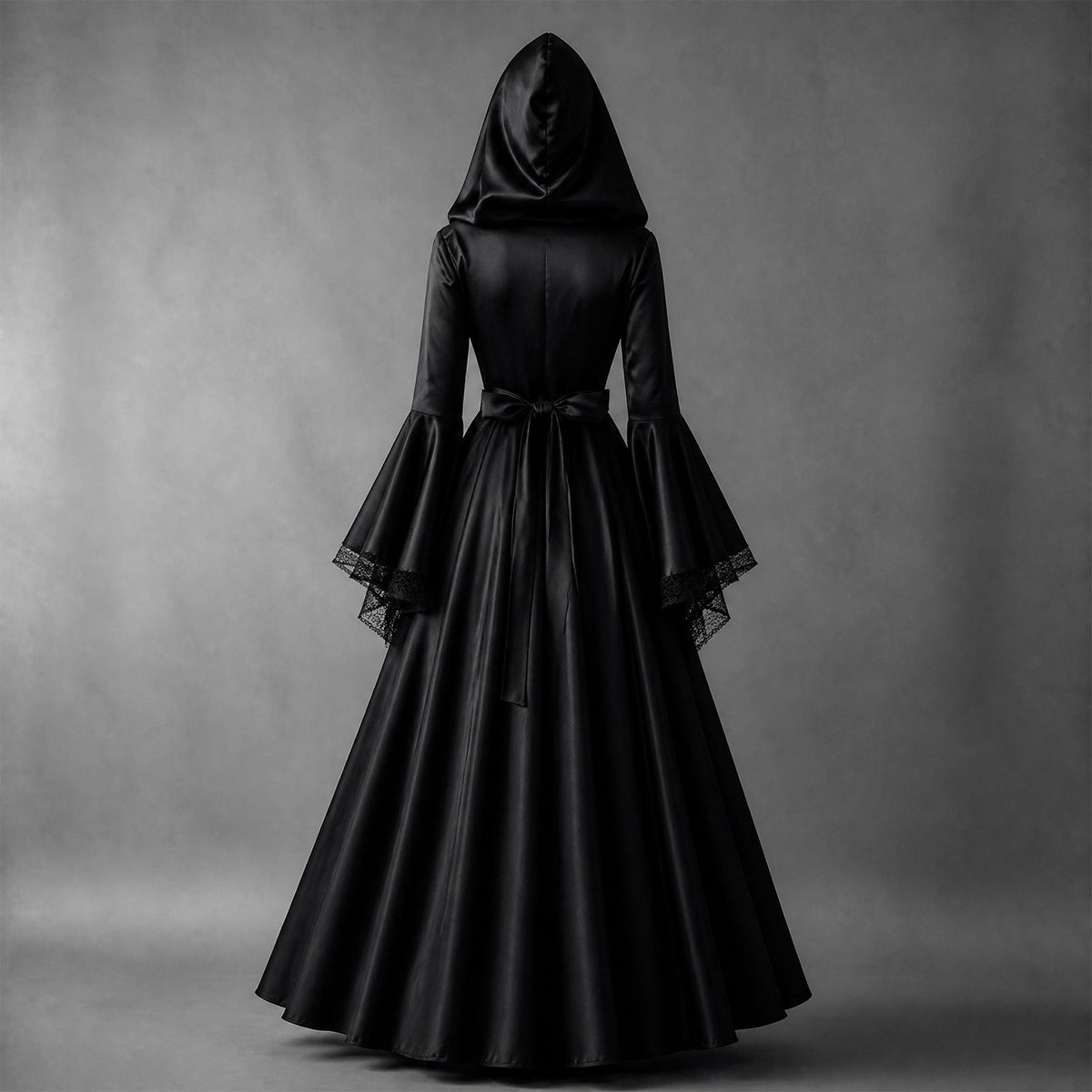 Halloween Women Medieval Gothic Hooded Witch Cosplay Long Dress