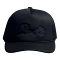 Corteiz Vintage All-Black Trucker Hat with Tonal Script and Star Graphic