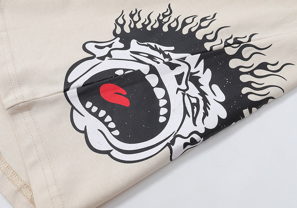 Hellstar Series Vintage Graphic Print Loose Unisex Streetwear T-Shirt