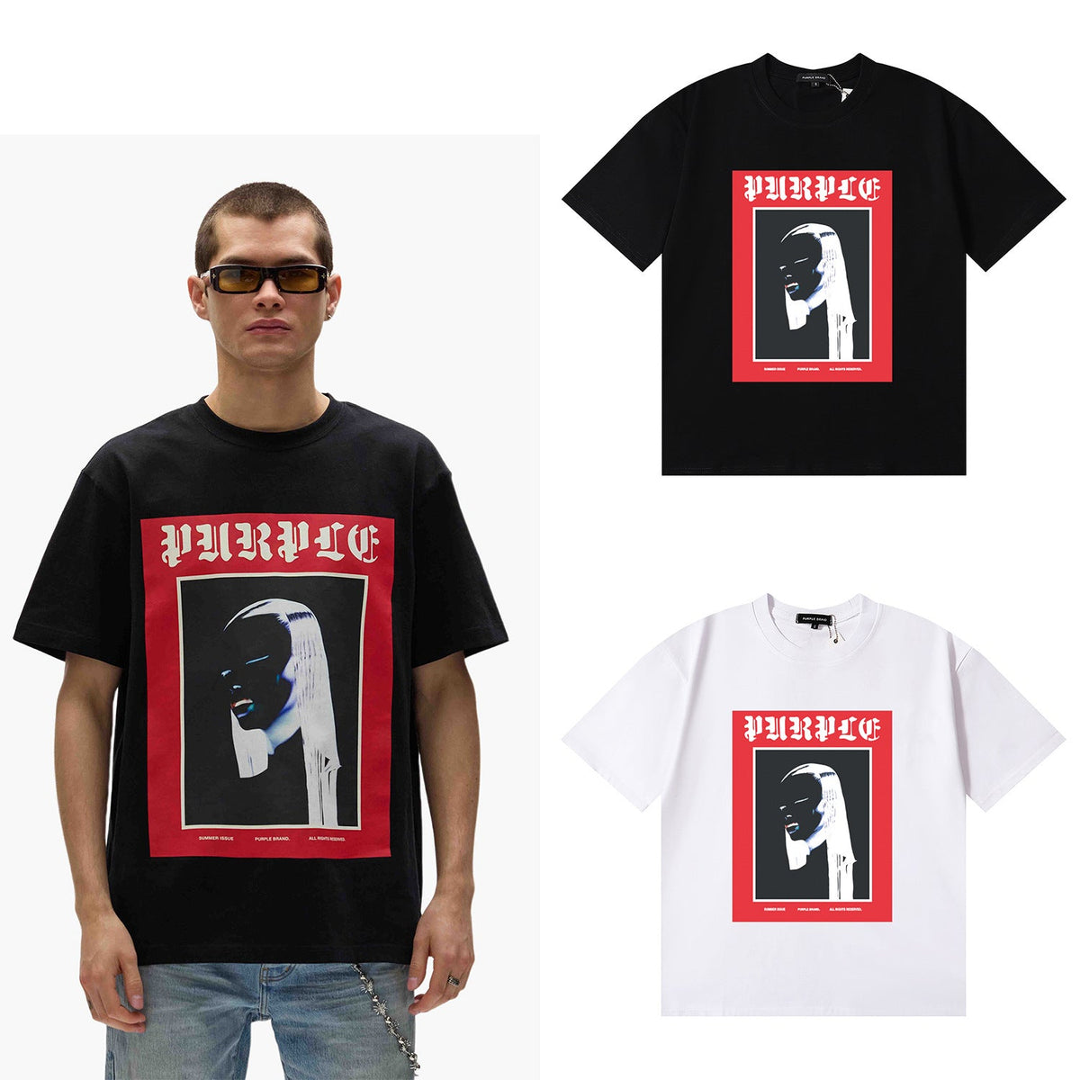 Purple Brand Graphic Tee Loose Unisex Vintage Streetwear T-Shirt