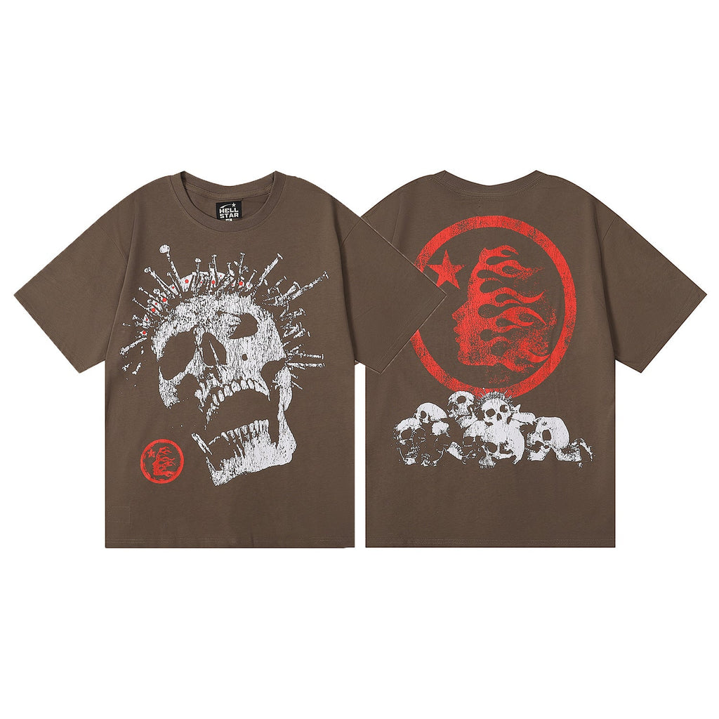 Hellstar Series Vintage Graphic Print Loose Unisex Streetwear T-Shirt