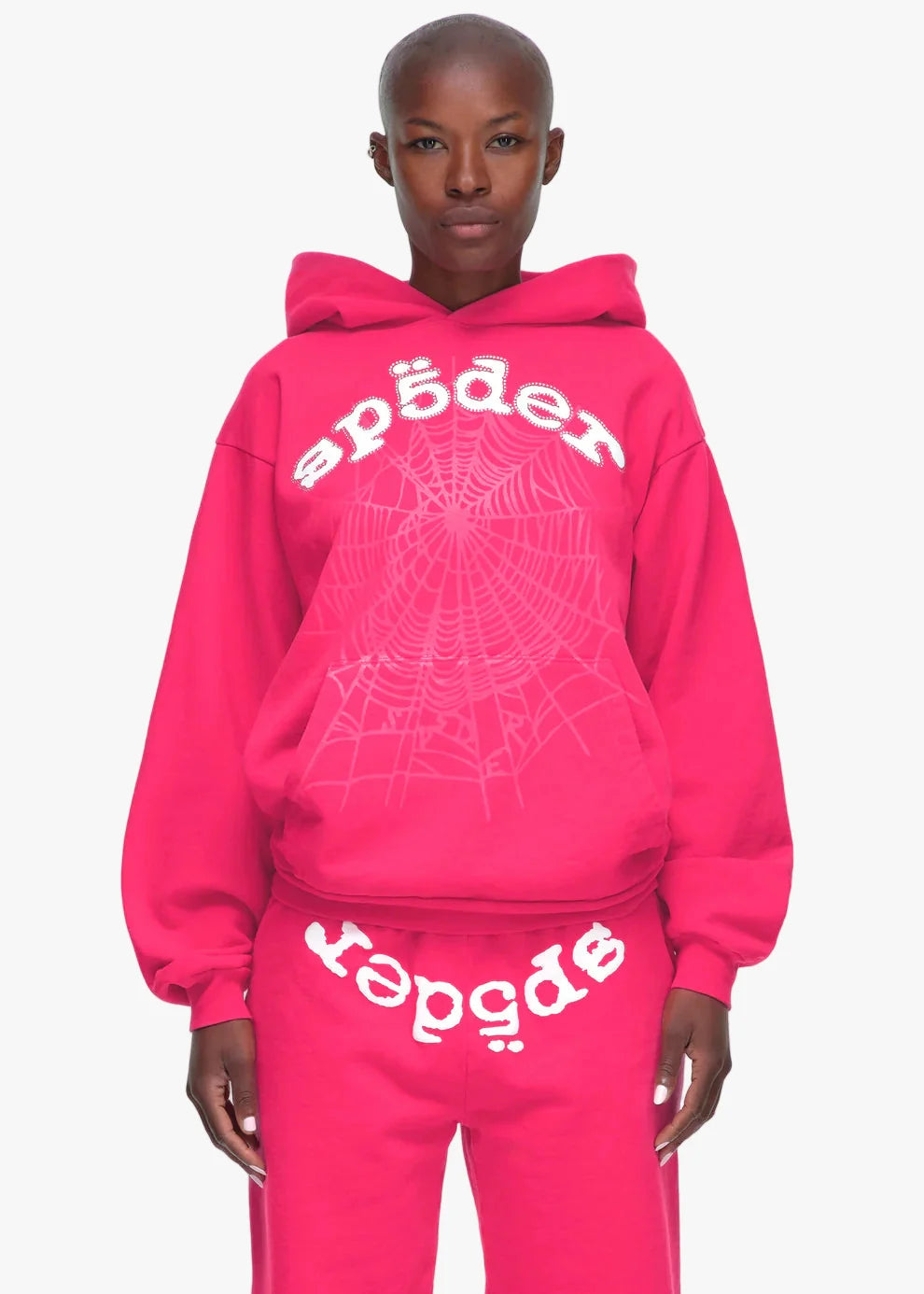 Sp5der Pink White Legacy Hoodie