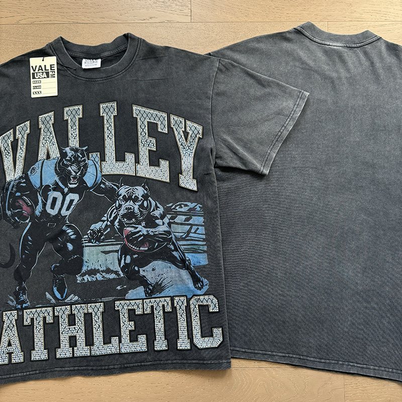 VALE USA Athletic Rhinestone Graphic T-Shirt