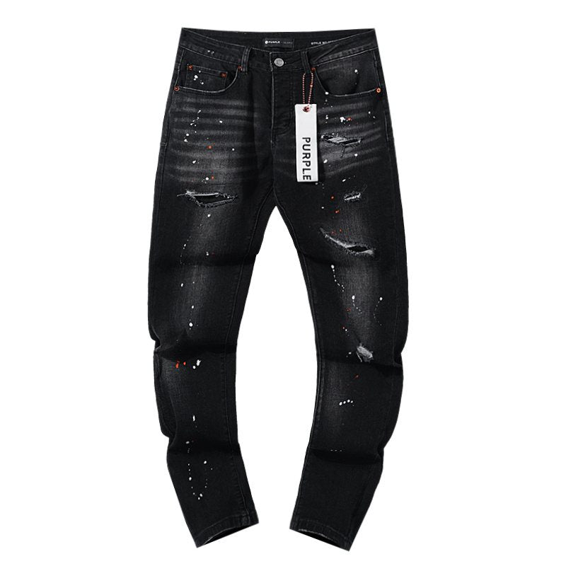 Purple Brand Black Paint Splatter Distressed Jeans
