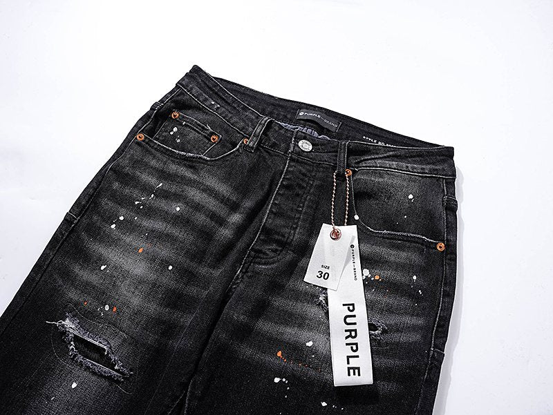 Purple Brand Black Paint Splatter Distressed Jeans