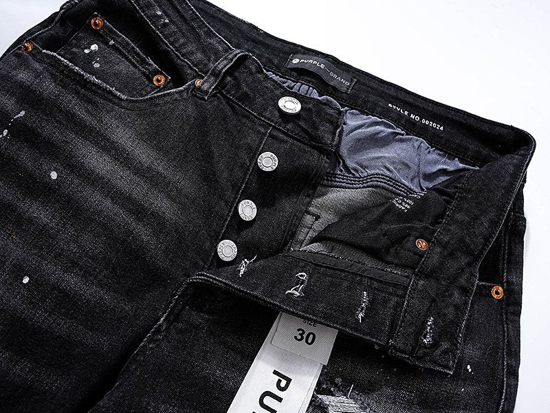 Purple Brand Black Paint Splatter Distressed Jeans