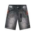 Purple Brand Paint-Splatter Distressed Denim Shorts - Black