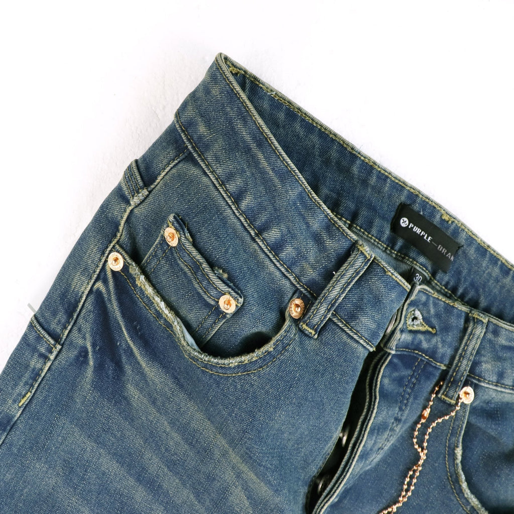 Purple Brand Blue Distressed Paint Splatter Jeans