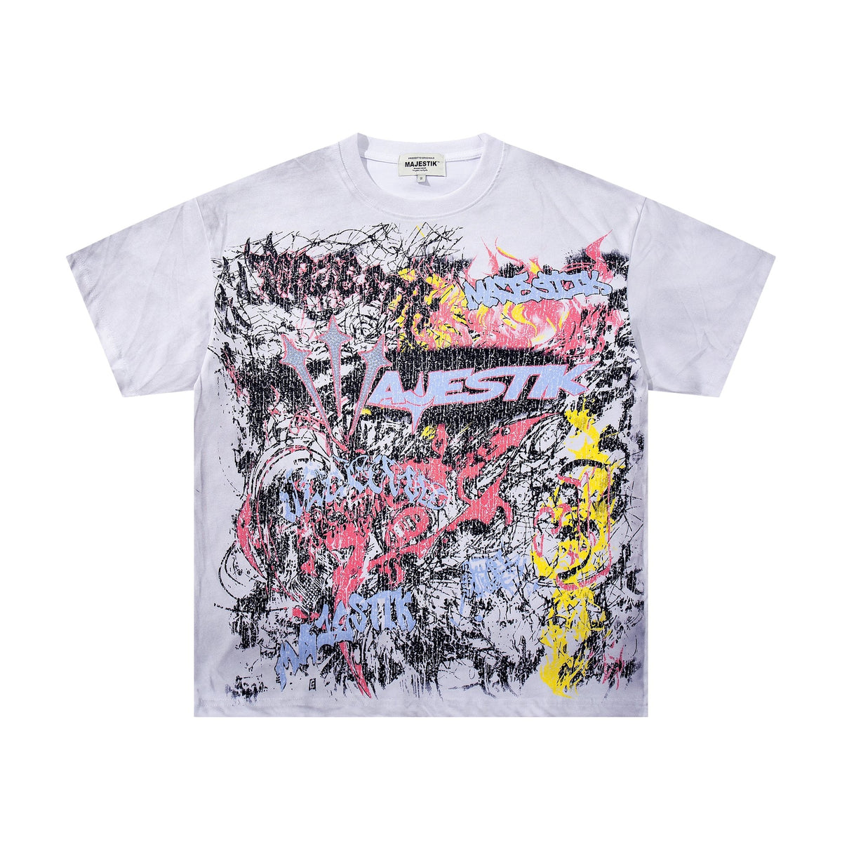 MAJESTIK Distressed Rhinestone Graphic T-Shirt