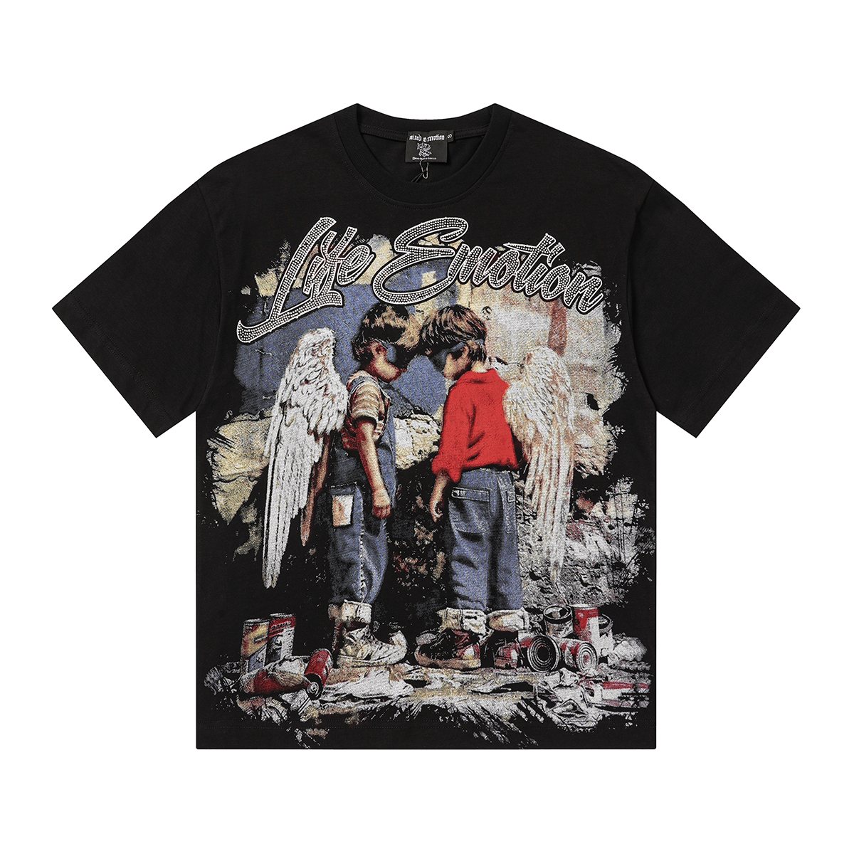 MIXED EMOTION Rhinestone Graphic T-Shirt