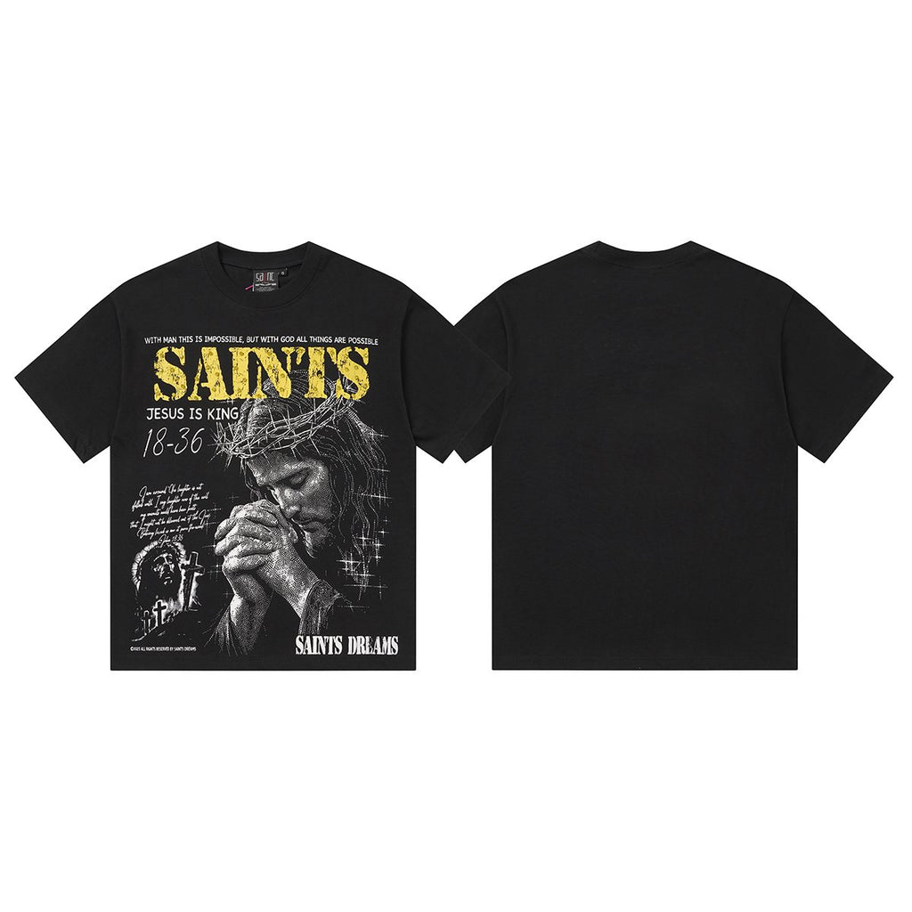 SAINT Religious Graphic Short-Sleeve T-Shirt