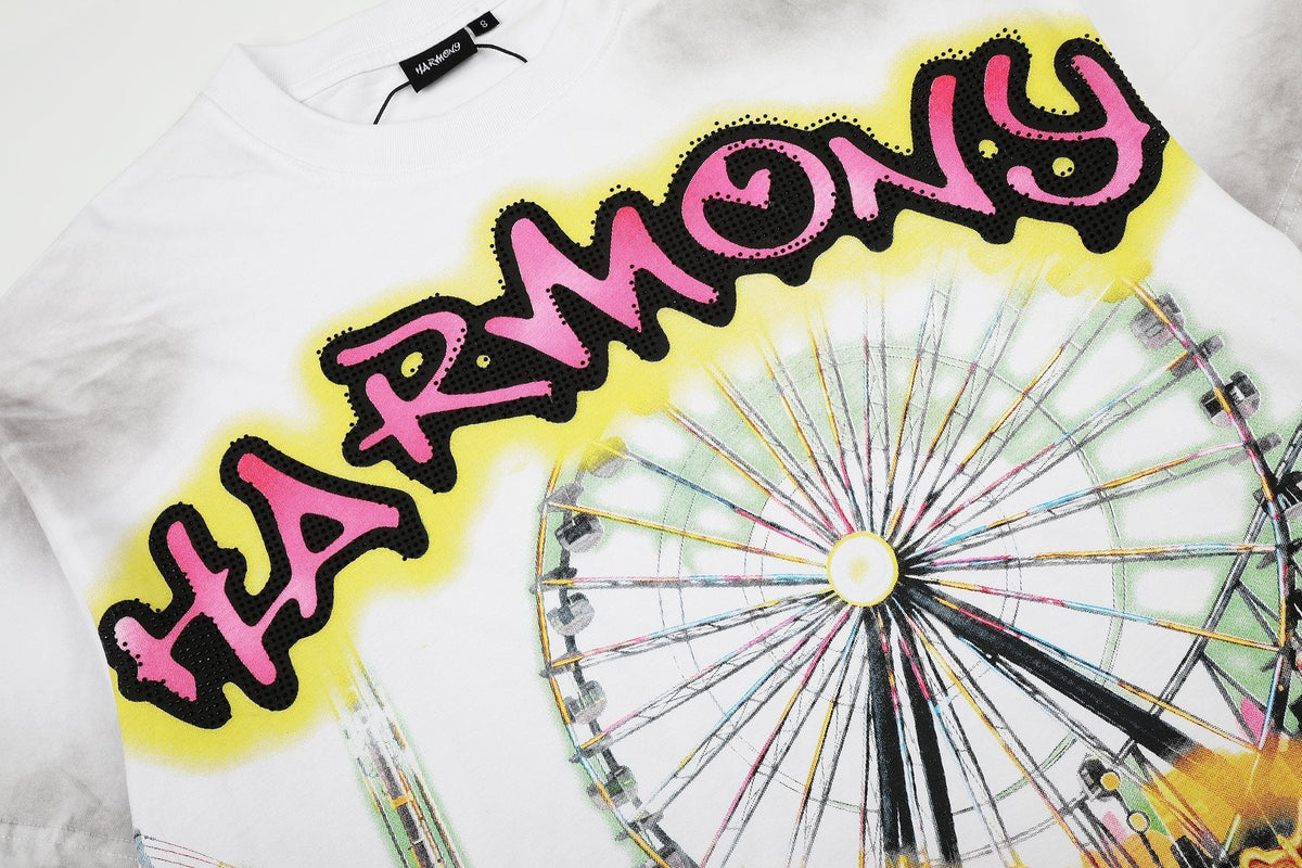HARMONY Washed White Front & Back Graphic T-Shirt