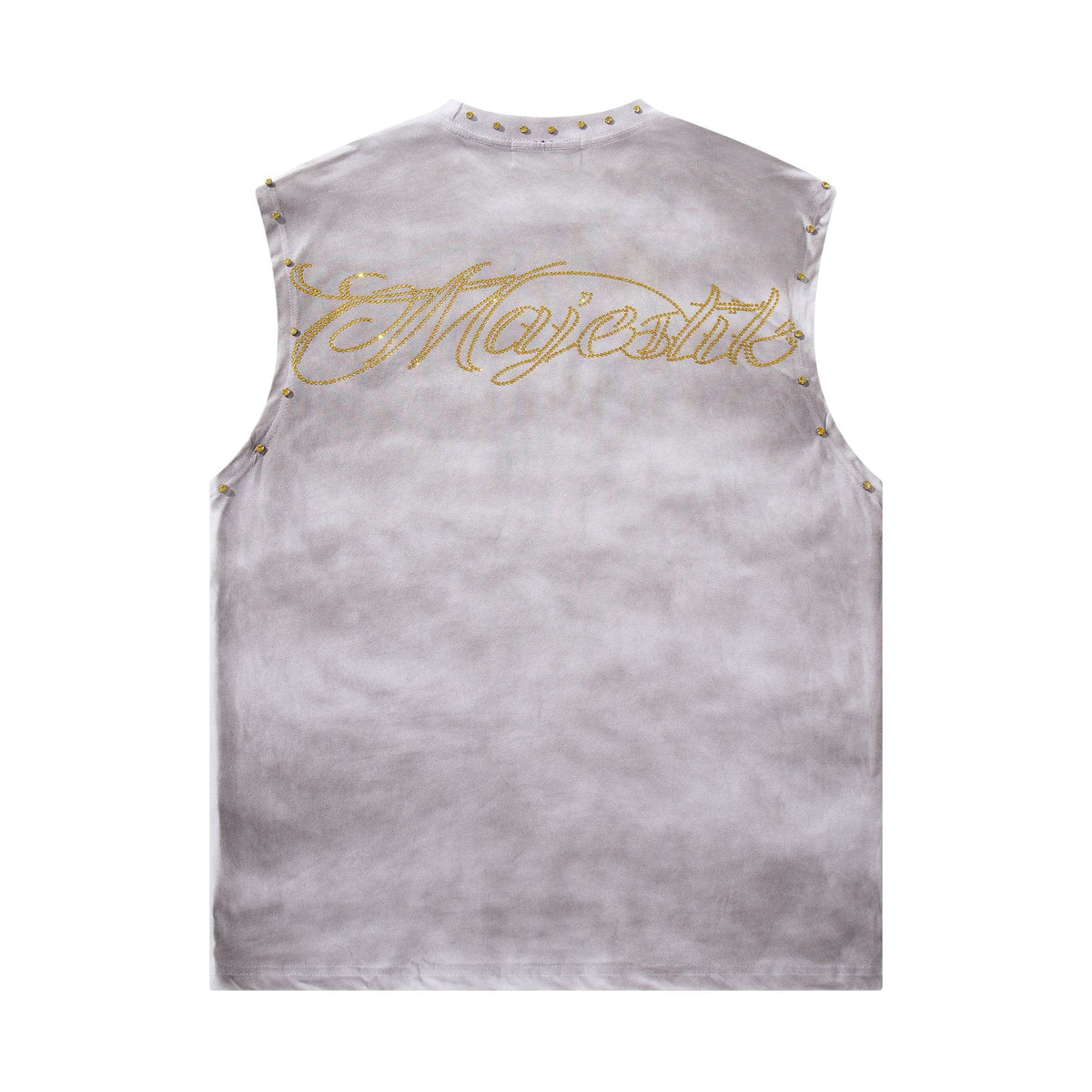 MAJESTIK Studded Washed Graphic Sleeveless T-Shirt