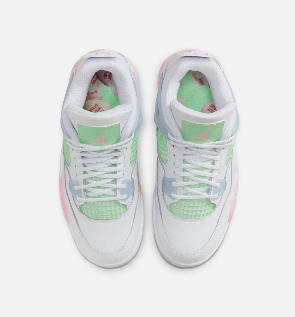 Air Jordan 4 Retro Medium Soft Pink | Grade School Lifestyle Shoe | White/Medium Soft Pink/Half Blue