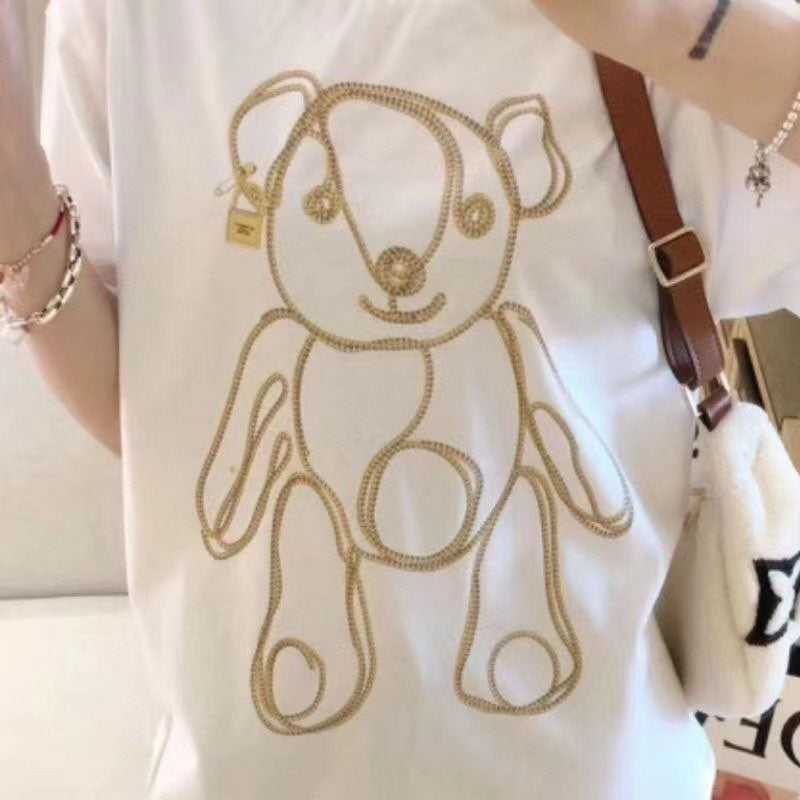 Moschino T-shirt Round Neck Bear T-shirt Short Sleeve Couple