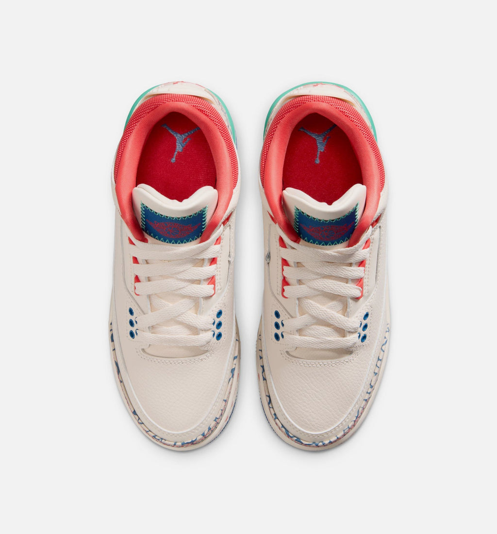 Air Jordan 3 Retro Play Your Way | Grade School Lifestyle Shoe | Chalk/Crossover Red/True Blue/Kinetic Green
