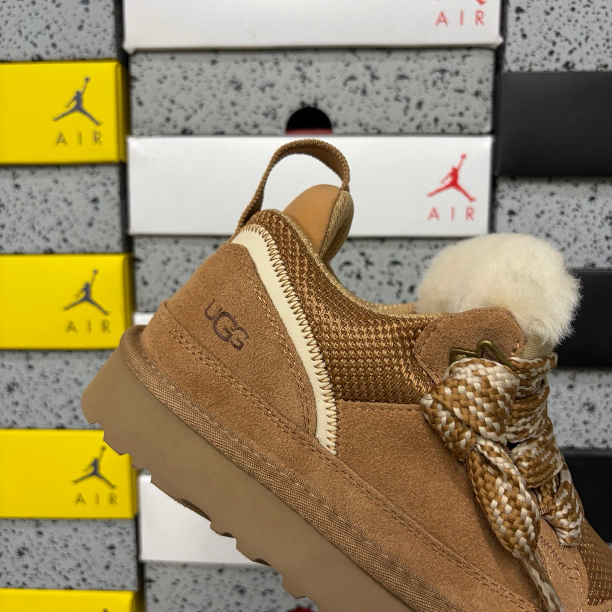 UGG Lowmel Lace-Up Sneaker – Suede & Mesh Low-Top Trainer with UGGplush Lining & Tonal Braided Laces in Chestnut