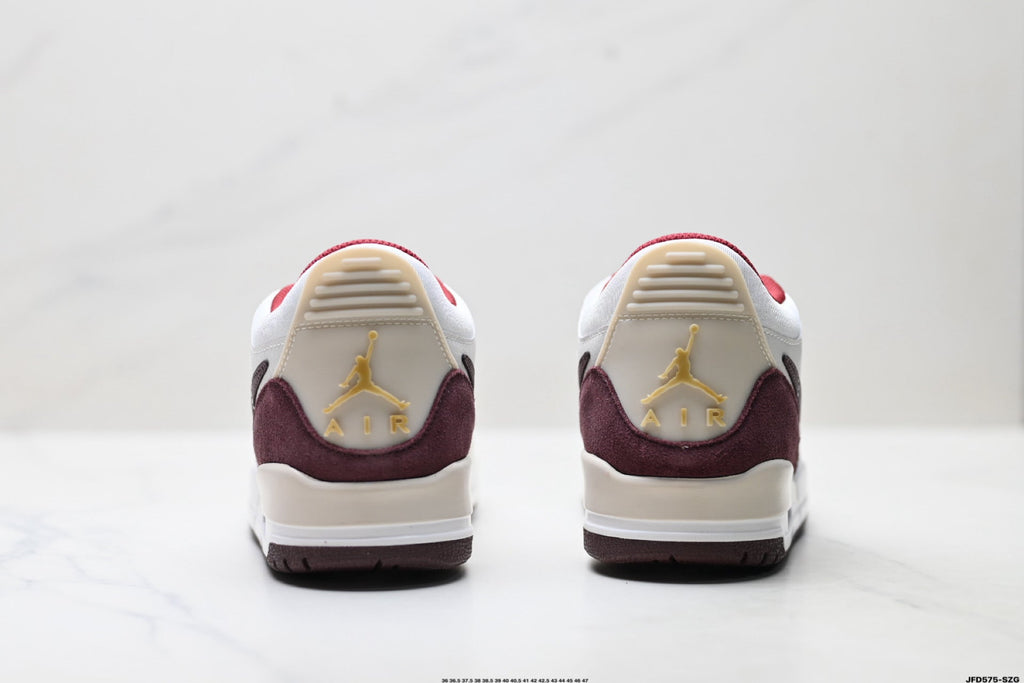 Jordan Legacy 312 Low White Burgundy Red Sneakers
