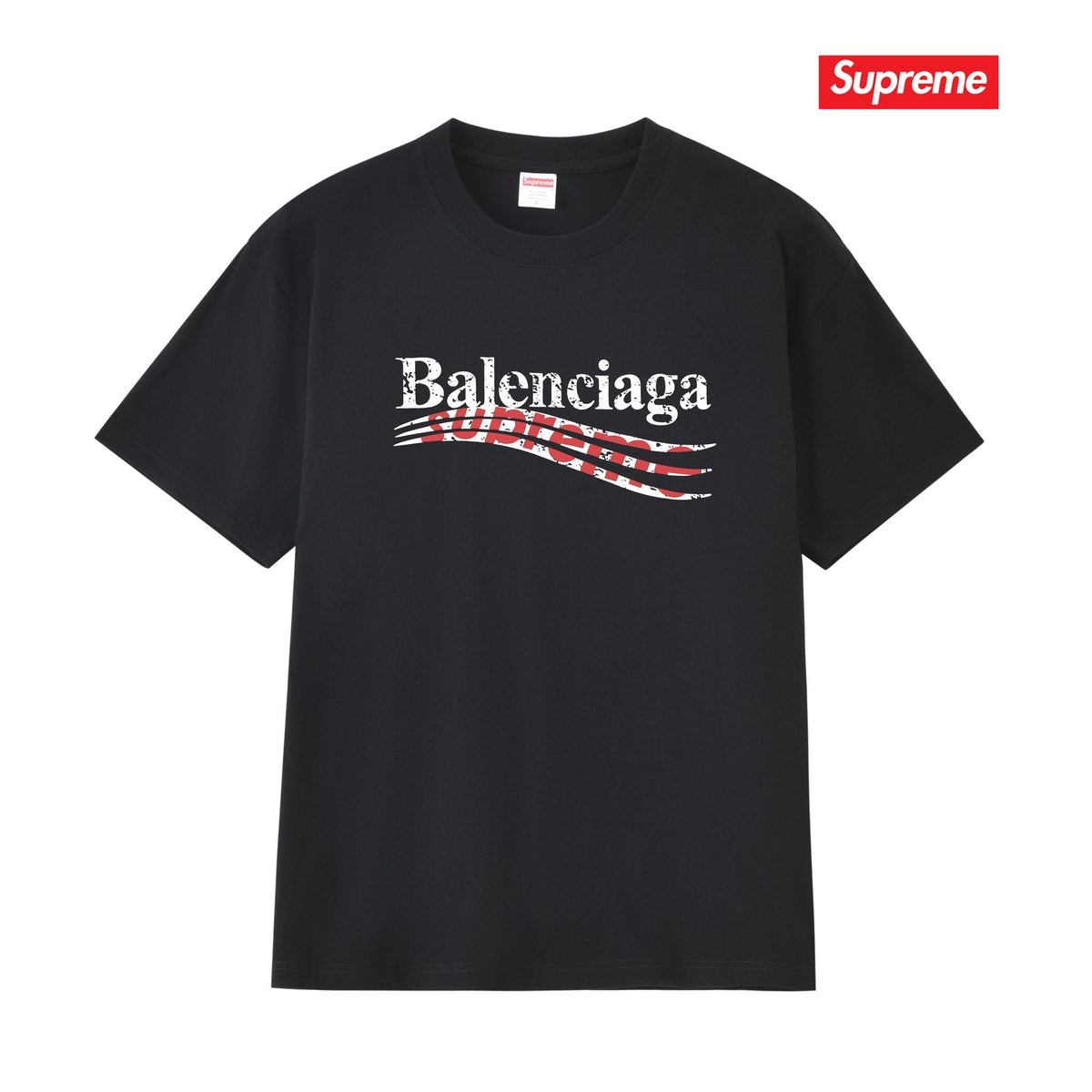 Supreme Balenciaga-Style Wave Graphic T-Shirt