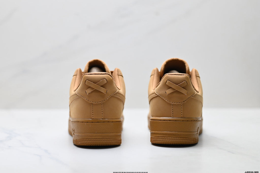 Nike Air Force 1 Low Tan Woven Unisex Sneakers Style 04