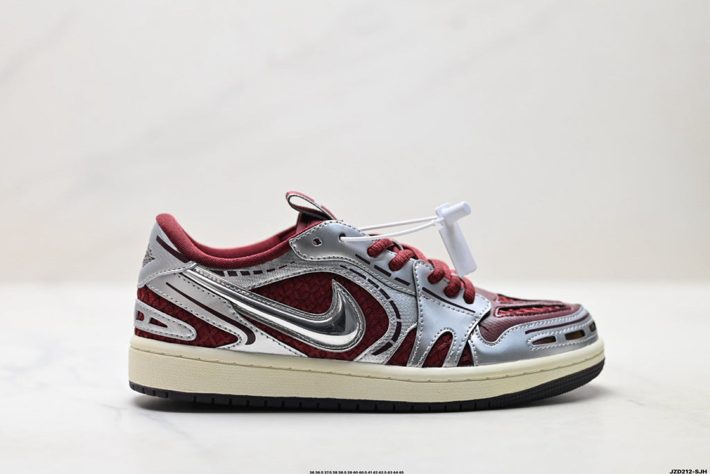 Nike Low-Top Sneakers Burgundy Silver Unisex Collaboration Edition Style 12