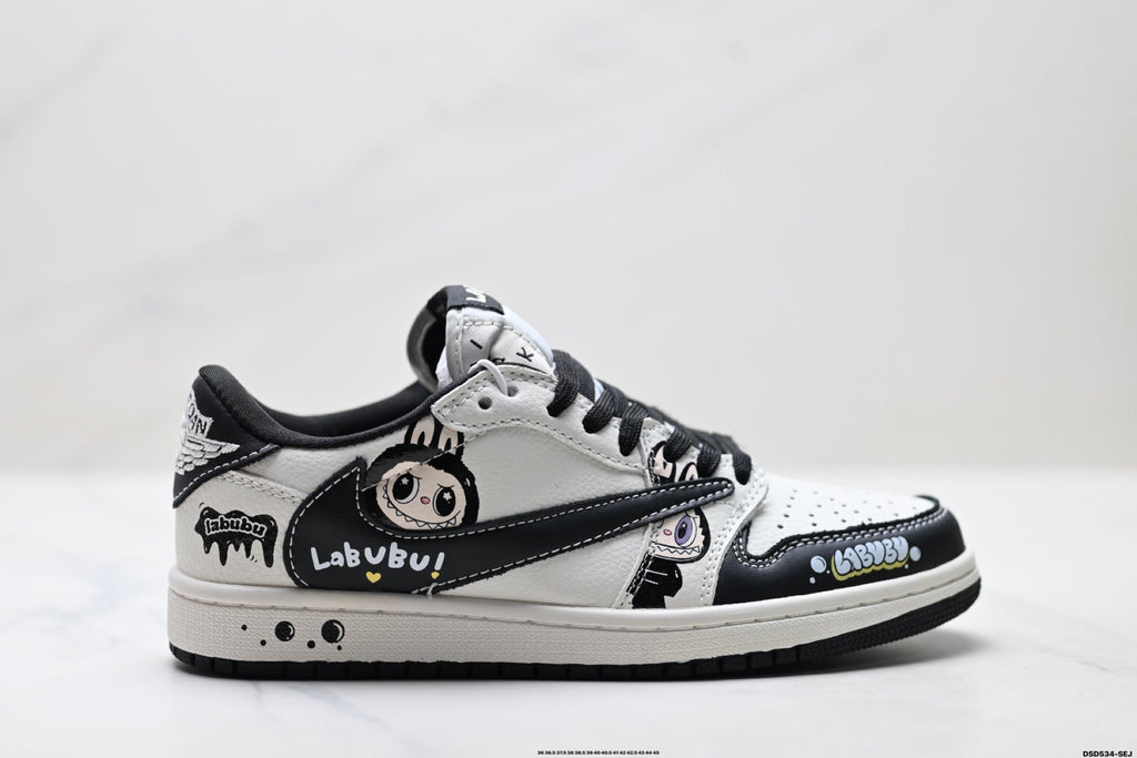 Nike Low-Top Sneakers White Black Cartoon Unisex Collaboration Edition Style 34