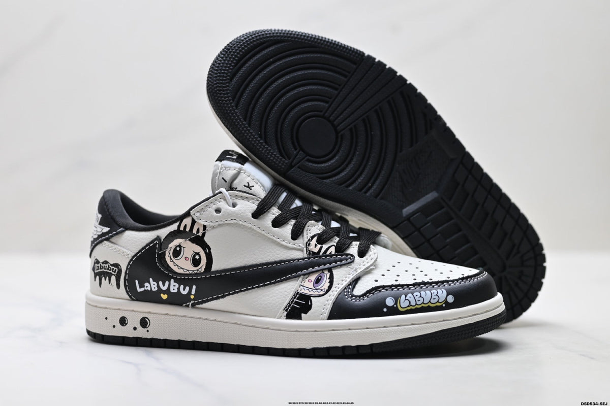Nike Low-Top Sneakers White Black Cartoon Unisex Collaboration Edition Style 34