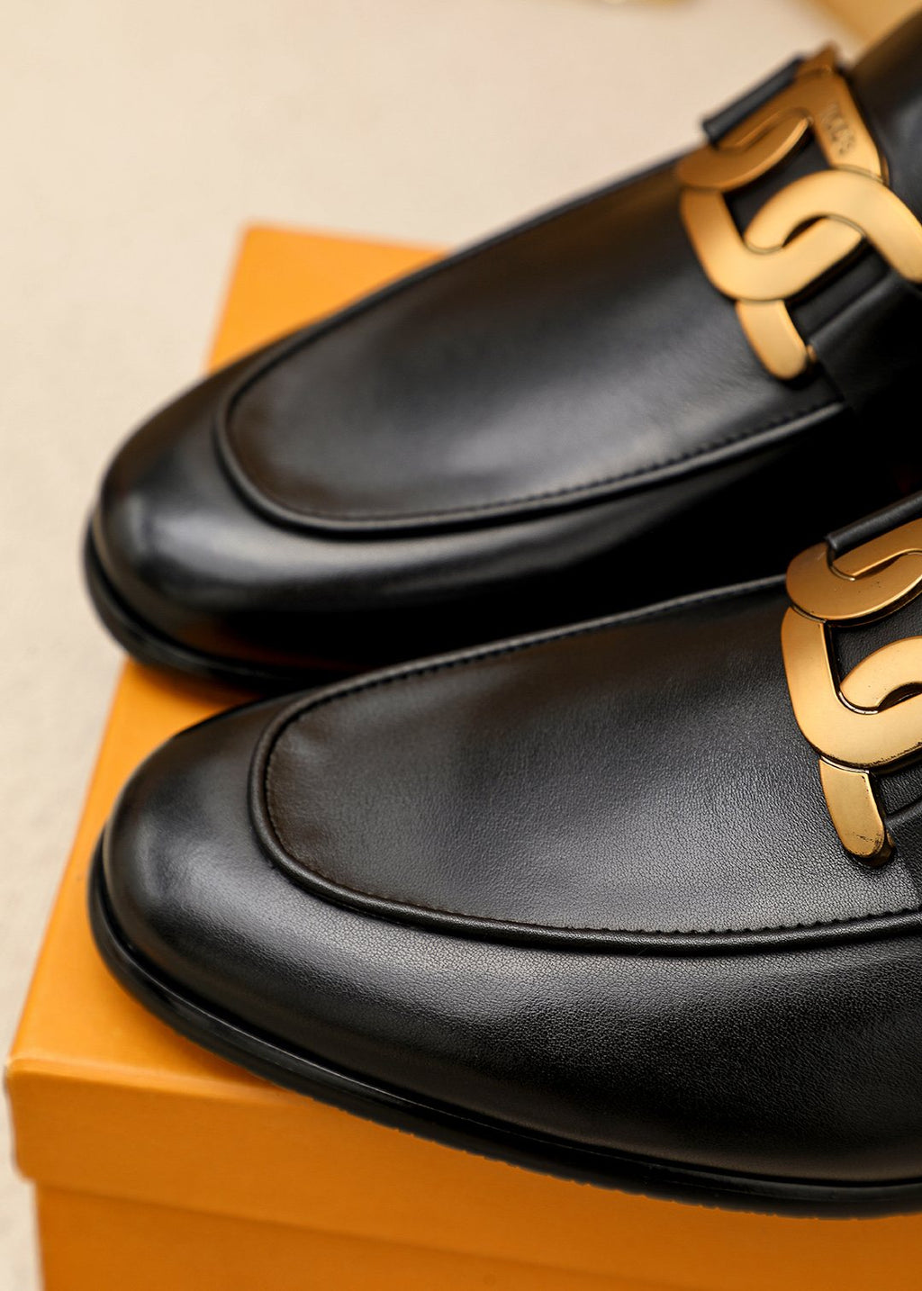 Tod's Black Gold-Hardware Loafers