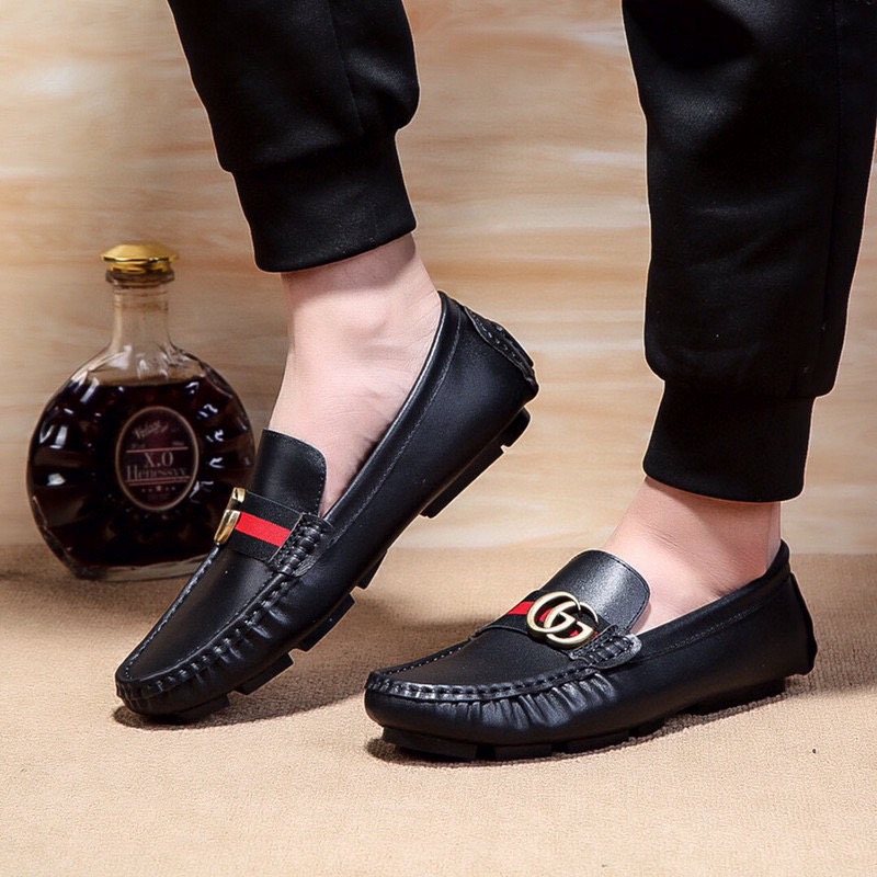 Gucci Black Red-Green Stripe Loafers