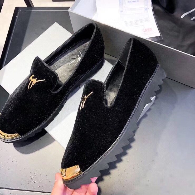 Giuseppe Zanotti Black Gold-Tone Loafers
