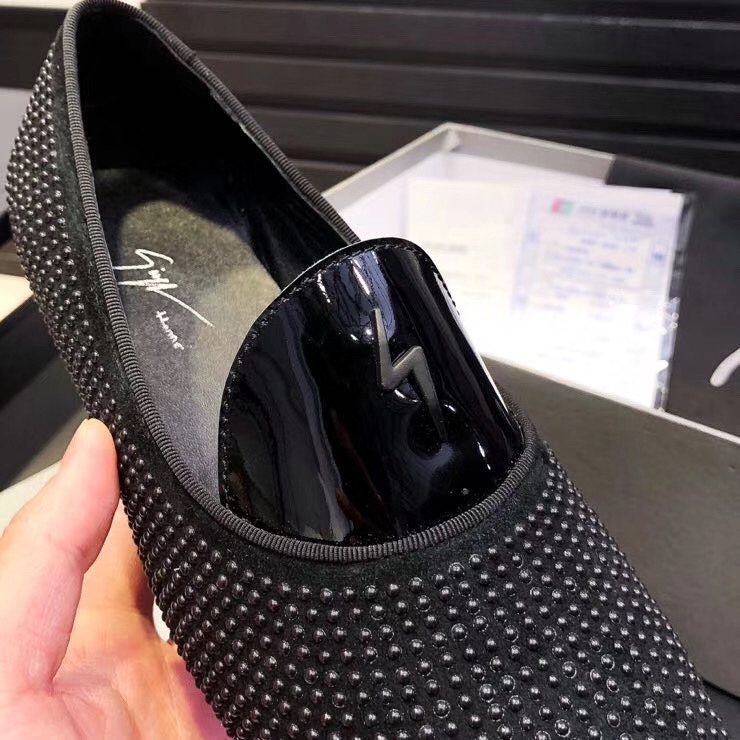 Giuseppe Zanotti Black Studded Loafers