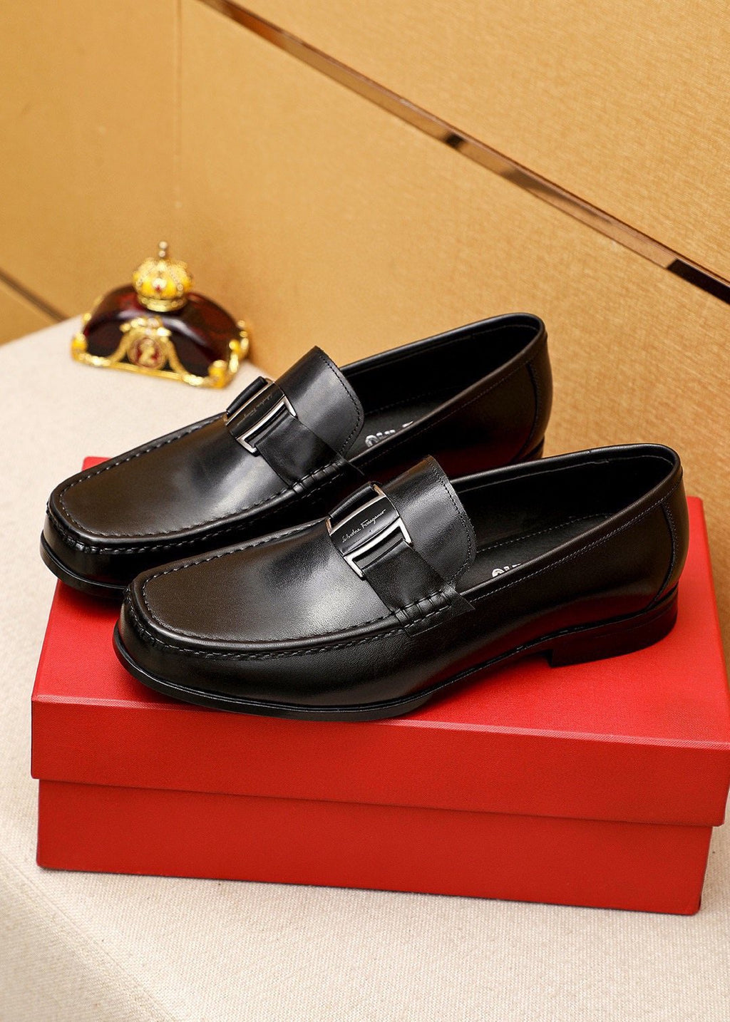 Ferragamo Black Buckle Loafers - Smooth Leather Upper, Rubber Outsole