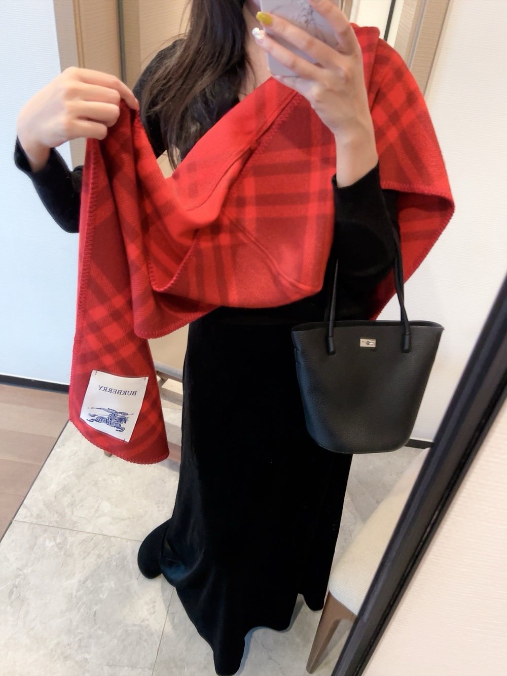 Burberry Red Plaid Hooded Scarf Shawl