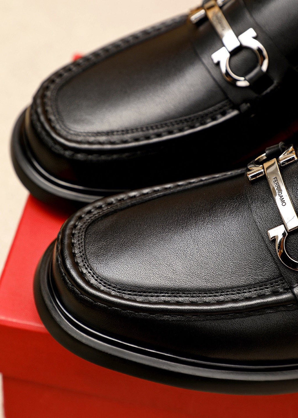 Salvatore Ferragamo Black Hardware Loafers