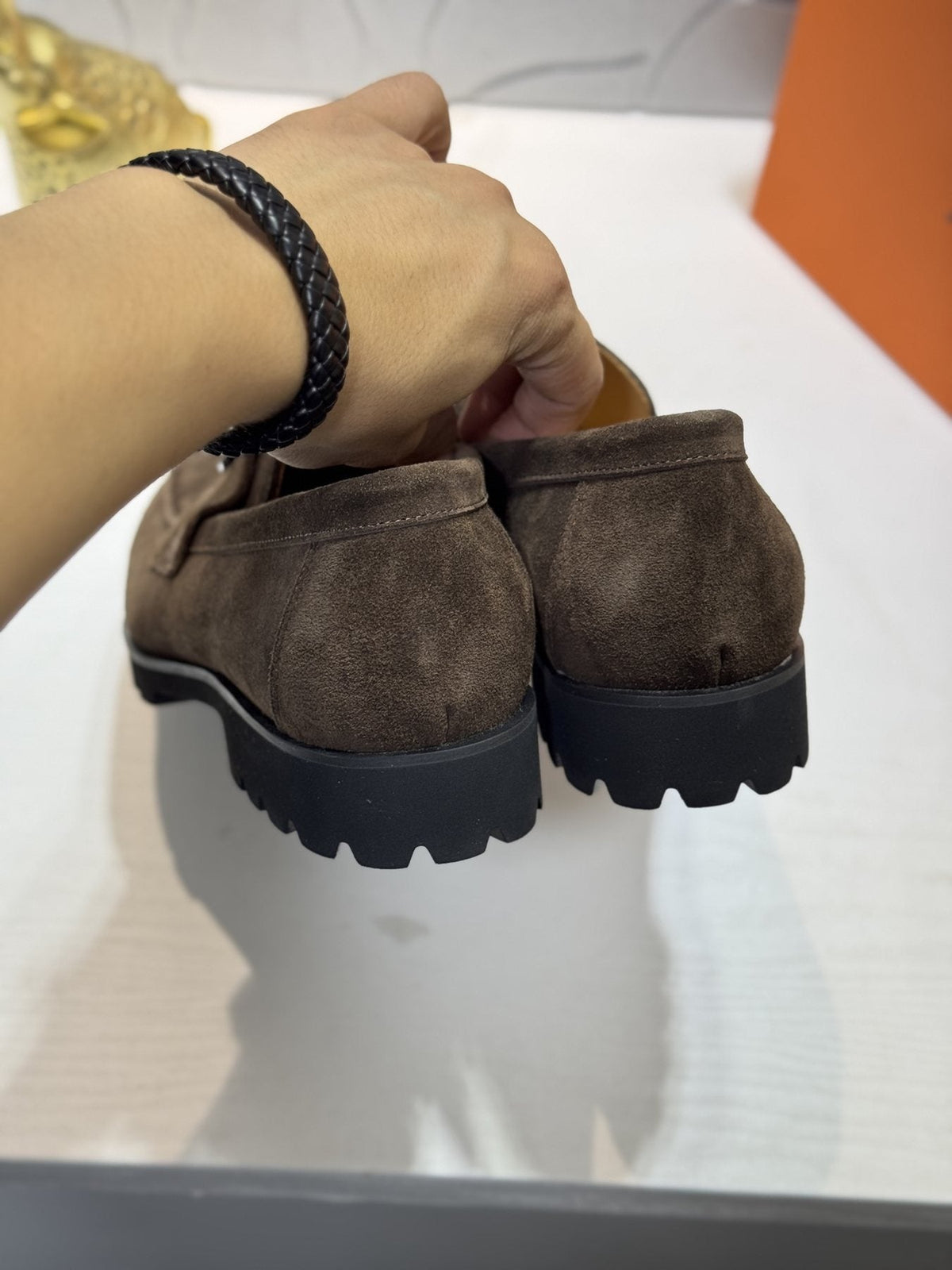 Hermès Men's Dark Brown Lug-Sole Loafers