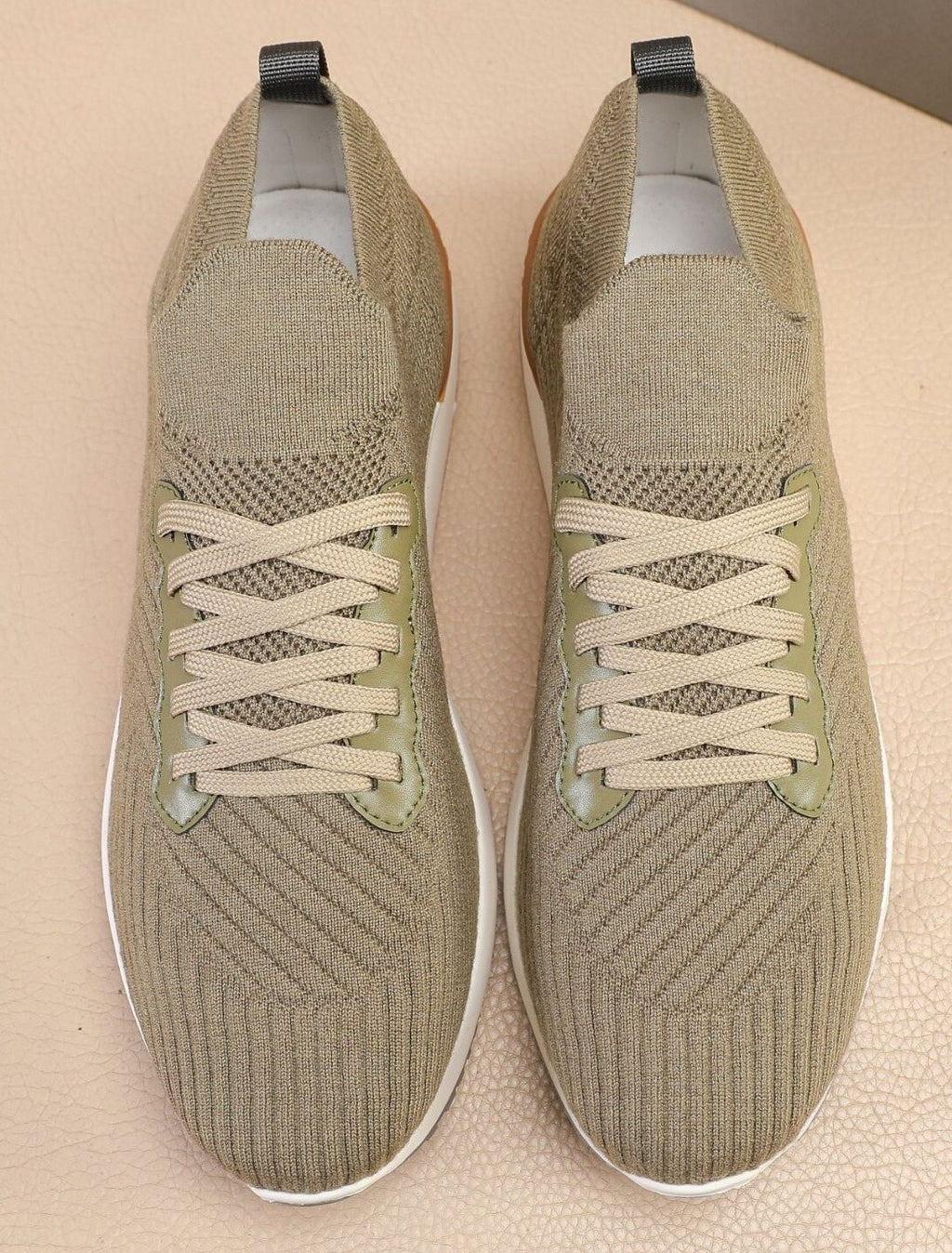 Brunello Cucinelli Olive Green Knit Sneakers