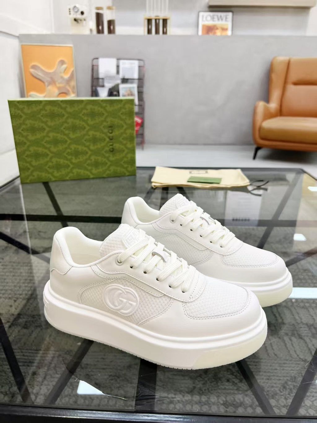 Gucci White Low-Top Sneakers