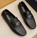 Dior Black Textured Leather Loafers