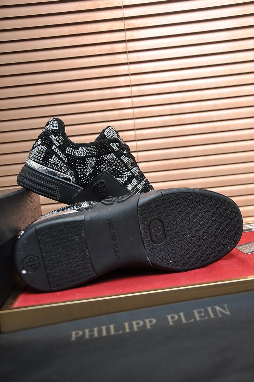 Philipp Plein Studded Black and Silver Sneakers