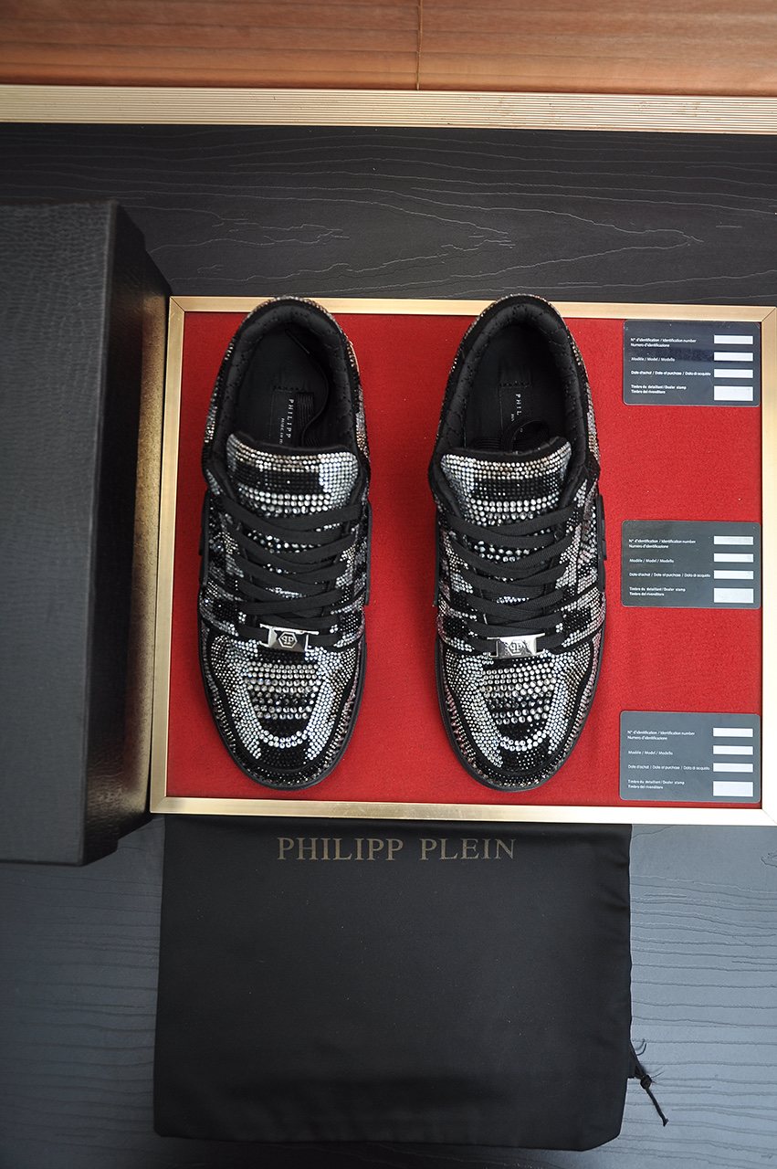 Philipp Plein Studded Black and Silver Sneakers