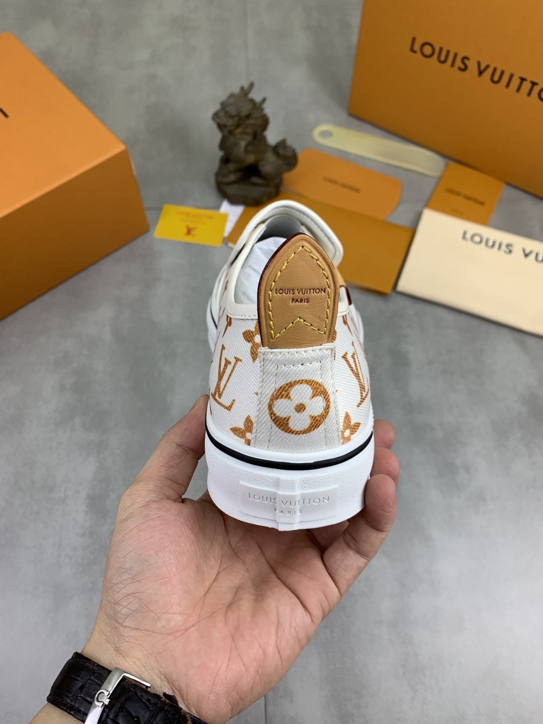 Louis Vuitton White Printed Slip-On Shoes