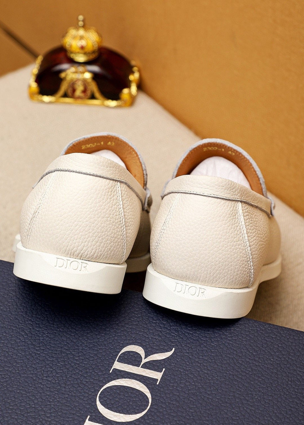 Dior Cream White Metal-Detail Loafers