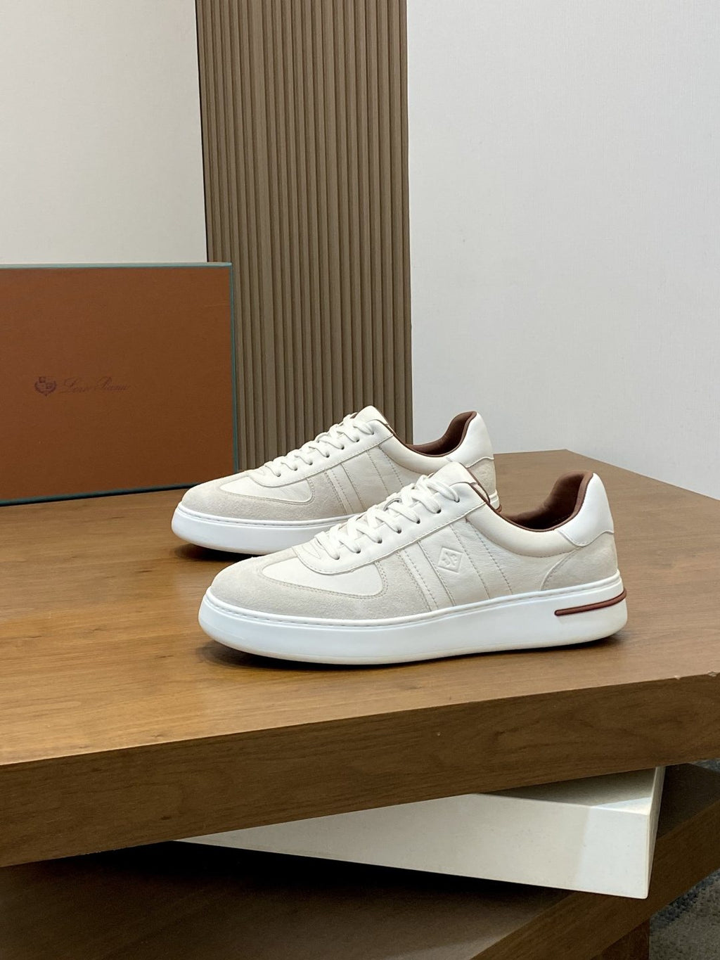 Loro Piana Men's Low-Top Sneakers - Layered Side Panels And Textured Detailing