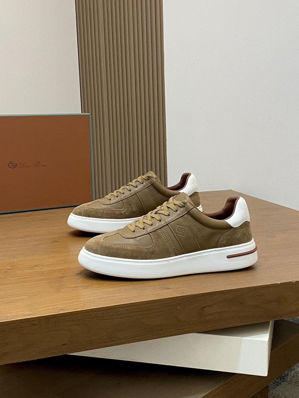 Loro Piana Men's Low-Top Sneakers - Layered Side Panels And Textured Detailing