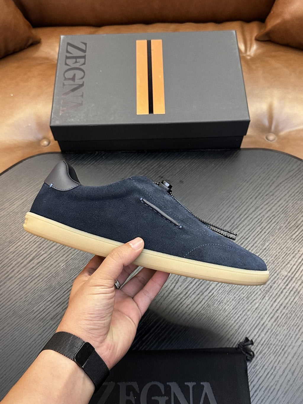 ZEGNA Triple Elastic Slip-On Sneakers