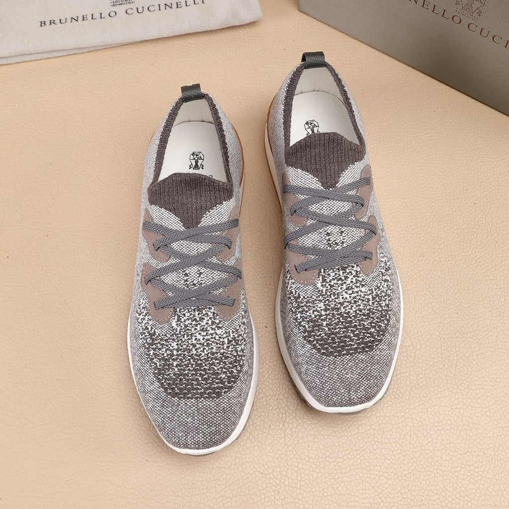 Brunello Cucinelli Knit Lace-Up Sneakers